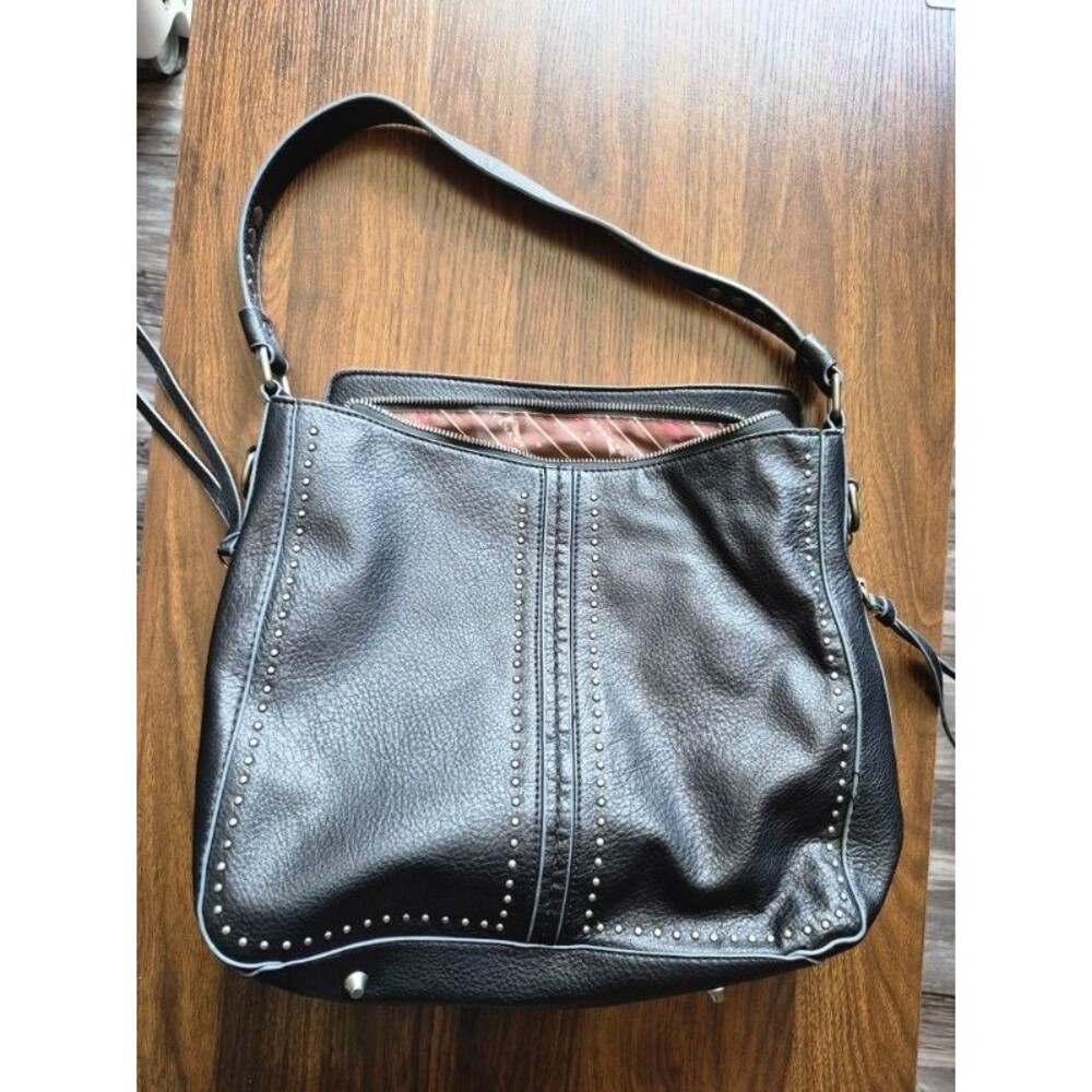 Montana West Black Leather Hobo Handbag Studded Western Shoulder Purse Tote Bag